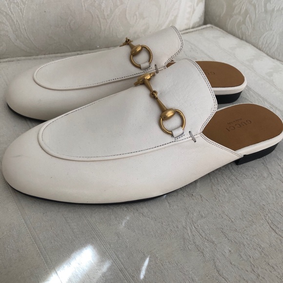 Gucci PRINCETOWN mules white soft leather slippers - Picture 4 of 9